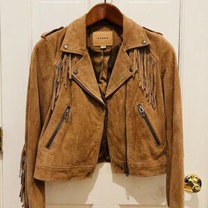 BlankNYC Suede Leather Fringe Moto Jacket Cropped Size Medium